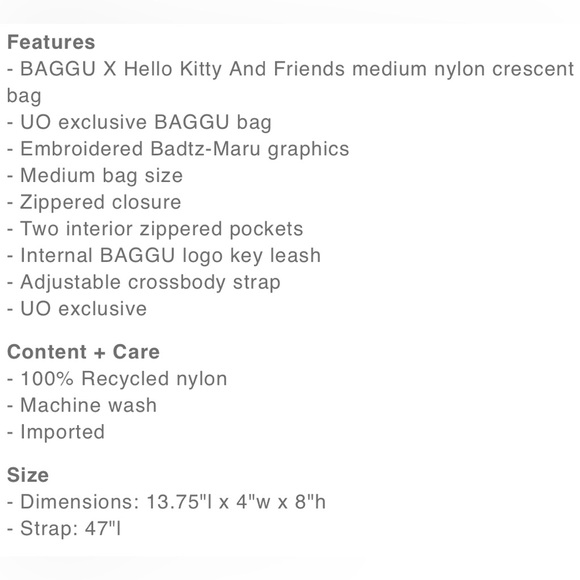 BAGGU X SANRIO X UO Badtz-Maru Navy Blue Crossbody Bag NEW NWT - Picture 4 of 4